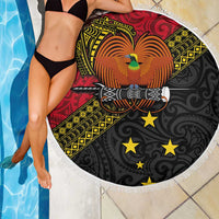 Papua New Guinea Goroka Show Beach Blanket Bird-of-paradise and Melanesian Tattoo Pattern LT03 - Polynesian Pride