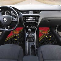 Papua New Guinea Goroka Show Car Mats Bird-of-paradise and Melanesian Tattoo Pattern LT03 Set 2pcs - Front Red - Polynesian Pride
