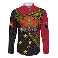 Papua new Guinea Goroka Show Family Matching Off The Shoulder Long Sleeve Dress and Hawaiian Shirt Bird-of-paradise and Melanesian Tattoo Pattern
