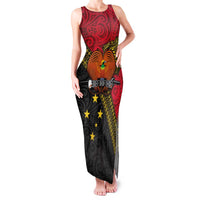 Papua new Guinea Goroka Show Family Matching Tank Maxi Dress and Hawaiian Shirt Bird-of-paradise and Melanesian Tattoo Pattern