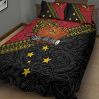 Papua New Guinea Goroka Show Quilt Bed Set Bird-of-paradise and Melanesian Tattoo Pattern LT03 - Polynesian Pride