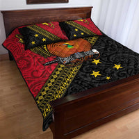 Papua New Guinea Goroka Show Quilt Bed Set Bird-of-paradise and Melanesian Tattoo Pattern LT03 - Polynesian Pride