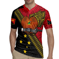 Papua new Guinea Goroka Show Rugby Jersey Bird-of-paradise and Melanesian Tattoo Pattern