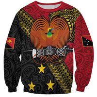 Papua New Guinea Goroka Show Sweatshirt Bird-of-paradise and Melanesian Tattoo Pattern LT03 Unisex Red - Polynesian Pride