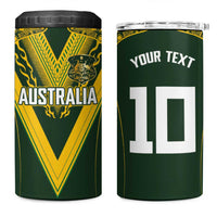 Australia Rugby Custom 4 in 1 Can Cooler Tumbler Aboriginal Art Sporty Style LT03 One Size: 16 oz Green - Polynesian Pride