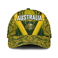 Australia Rugby Classic Cap Aboriginal Art Sporty Style LT03 Universal Fit Green - Polynesian Pride