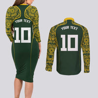 Australia Rugby Custom Couples Matching Long Sleeve Bodycon Dress and Long Sleeve Button Shirt Aboriginal Art Sporty Style LT03 - Polynesian Pride