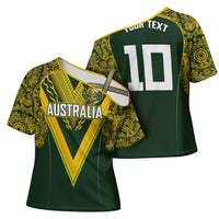 Australia Rugby Custom Cross Shoulder Shirt Aboriginal Art Sporty Style LT03 - Polynesian Pride