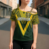 Australia Rugby Custom Cross Shoulder Shirt Aboriginal Art Sporty Style LT03 - Polynesian Pride