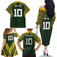 Australia Rugby Custom Family Matching Off The Shoulder Long Sleeve Dress and Hawaiian Shirt Aboriginal Art Sporty Style LT03 - Polynesian Pride