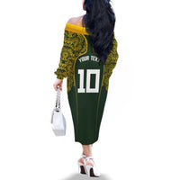 Australia Rugby Custom Family Matching Off The Shoulder Long Sleeve Dress and Hawaiian Shirt Aboriginal Art Sporty Style LT03 - Polynesian Pride