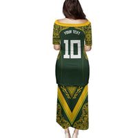 Australia Rugby Custom Family Matching Puletasi and Hawaiian Shirt Aboriginal Art Sporty Style LT03 - Polynesian Pride