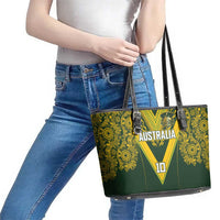Australia Rugby Custom Leather Tote Bag Aboriginal Art Sporty Style - Polynesian Pride