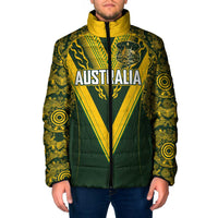 Australia Rugby Custom Padded Jacket Aboriginal Art Sporty Style LT03 Men Green - Polynesian Pride
