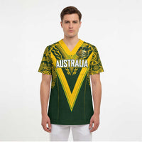 Australia Rugby Custom Scrub Top Aboriginal Art Sporty Style - Polynesian Pride