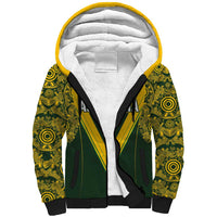 Australia Rugby Custom Sherpa Hoodie Aboriginal Art Sporty Style LT03 Unisex Green - Polynesian Pride