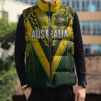 Australia Rugby Custom Sleeveless Puffer Jacket Aboriginal Art Sporty Style LT03 - Polynesian Pride
