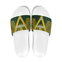 Australia Rugby Custom Slide Sandals Aboriginal Art Sporty Style LT03 Green - Polynesian Pride