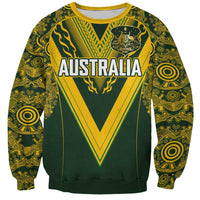 Australia Rugby Custom Sweatshirt Aboriginal Art Sporty Style LT03 Unisex Green - Polynesian Pride
