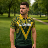 Australia Rugby Custom Zipper Polo Shirt Aboriginal Art Sporty Style - Polynesian Pride