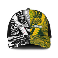 Aotearoa Australia Rugby Baseball Net Cap Maori and Aboriginal Art Sporty Style LT03 One Size Black Green - Polynesian Pride