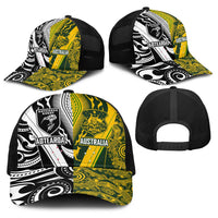 Aotearoa Australia Rugby Baseball Net Cap Maori and Aboriginal Art Sporty Style LT03 - Polynesian Pride