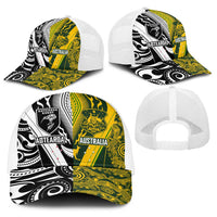 Aotearoa Australia Rugby Baseball Net Cap Maori and Aboriginal Art Sporty Style LT03 - Polynesian Pride