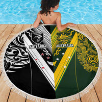Aotearoa Australia Rugby Beach Blanket Maori and Aboriginal Art Sporty Style LT03 - Polynesian Pride
