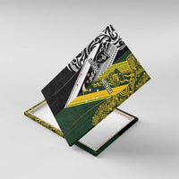 Aotearoa Australia Rugby Canvas Wall Art Maori and Aboriginal Art Sporty Style LT03 With Frame Green - Polynesian Pride