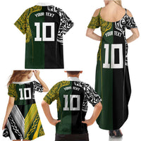 Aotearoa Australia Rugby Custom Family Matching Summer Maxi Dress and Hawaiian Shirt Maori and Aboriginal Art Sporty Style - Polynesian Pride