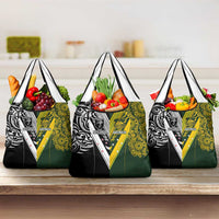 Aotearoa Australia Rugby Grocery Bag Maori and Aboriginal Art Sporty Style LT03 3-pack One Size Green - Polynesian Pride