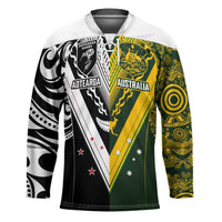 Aotearoa Australia Rugby Custom Hockey Jersey Maori and Aboriginal Art Sporty Style LT03 Unisex Green - Polynesian Pride