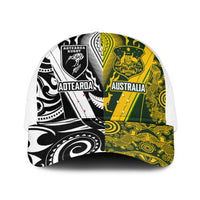 Aotearoa Australia Rugby Mesh Trucker Cap Maori and Aboriginal Art Sporty Style - Polynesian Pride