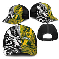 Aotearoa Australia Rugby Mesh Trucker Cap Maori and Aboriginal Art Sporty Style LT03 - Polynesian Pride