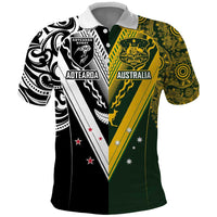 Aotearoa Australia Rugby Custom Polo Shirt Maori and Aboriginal Art Sporty Style - Polynesian Pride
