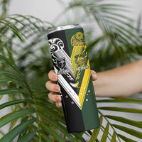 Aotearoa Australia Rugby Custom Skinny Tumbler Maori and Aboriginal Art Sporty Style - Polynesian Pride