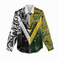 Aotearoa Australia Rugby Custom Women Casual Shirt Maori and Aboriginal Art Sporty Style - Polynesian Pride
