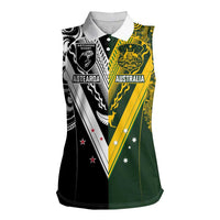 Aotearoa Australia Rugby Custom Women Sleeveless Polo Shirt Maori and Aboriginal Art Sporty Style - Polynesian Pride