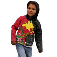 Papua New Guinea Kid Hoodie Birds Of Paradise Mix Tropical Flower Polynesian Pattern LT03 - Polynesian Pride