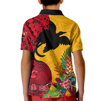 Papua New Guinea Kid Polo Shirt Birds Of Paradise Mix Tropical Flower Polynesian Pattern LT03 - Polynesian Pride