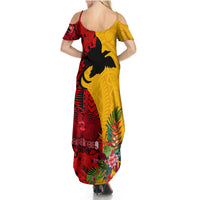 Papua New Guinea Summer Maxi Dress Birds Of Paradise Mix Tropical Flower Polynesian Pattern LT03 - Polynesian Pride