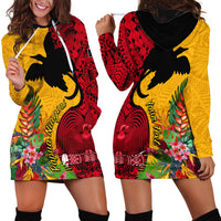 Custom Papua New Guinea Hoodie Dress Birds Of Paradise Mix Tropical Flower Polynesian Pattern LT03 - Polynesian Pride