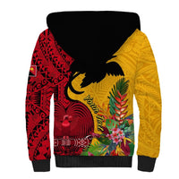 Custom Papua New Guinea Sherpa Hoodie Birds Of Paradise Mix Tropical Flower Polynesian Pattern LT03 - Polynesian Pride
