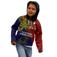 Papua New Guinea Central Province Kid Hoodie PNG Birds Of Paradise Polynesian Arty Style LT03 - Polynesian Pride
