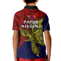 Papua New Guinea Central Province Kid Polo Shirt PNG Birds Of Paradise Polynesian Arty Style LT03 - Polynesian Pride