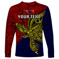 Custom Papua New Guinea Central Province Long Sleeve Shirt PNG Birds Of Paradise Polynesian Arty Style LT03 - Polynesian Pride
