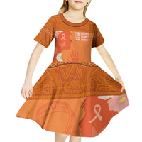 International Day for the Elimination of Violence Against Women Kid Short Sleeve Dress Polynesian Pattern