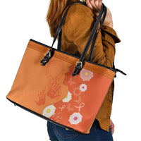 International Day for the Elimination of Violence Against Women Leather Tote Bag Polynesian Pattern LT03 - Polynesian Pride