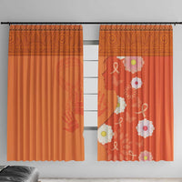 International Day for the Elimination of Violence Against Women Window Curtain Polynesian Pattern LT03 With Hooks Orange - Polynesian Pride