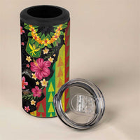 Hawaiian Independence Day 4 in 1 Can Cooler Tumbler Kanaka Maoli Symbols With Tapa Motifs and Tropical Plants - Polynesian Pride